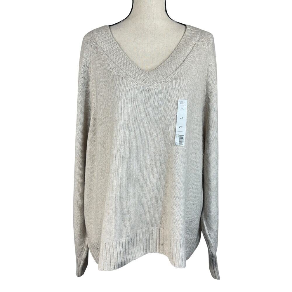 Sonoma 2X-Large Sweater V-Neck Pullover Long Sleeve Midweight Pullover Beige New